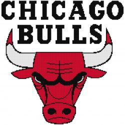 Chicago Bulls Logo Counted Cross Stitch Pattern