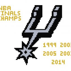 San Antonio Spurs 5x Champs Logo Counted Cross Stitch Pattern