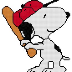 Baseball Snoopy Counted Cross Stitch Pattern