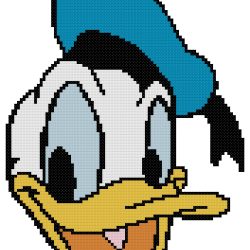 Donald Duck Face Counted Cross Stitch Pattern