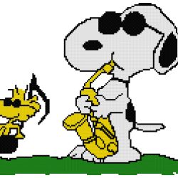 Jazzy Snoopy with Woodstock Counted Cross Stitch Pattern