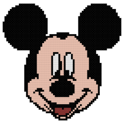 Mickey Mouse Face Counted Cross Stitch Pattern